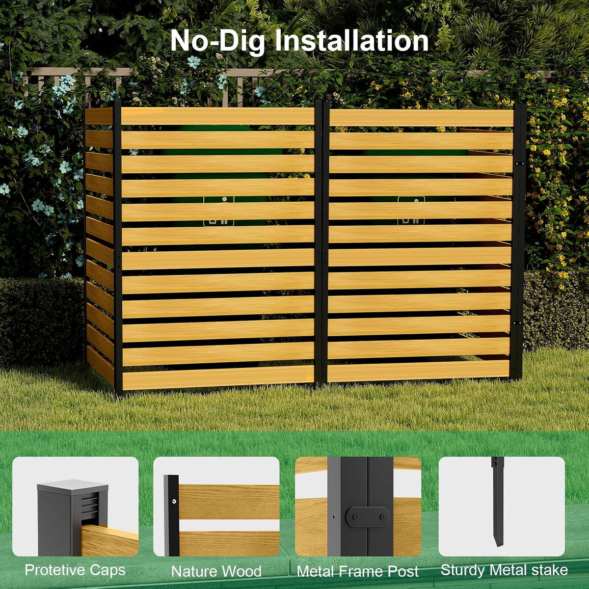 DoCred 38" W x 60" H Air Conditioner Fence, Wood Privacy Screen 1 Panel