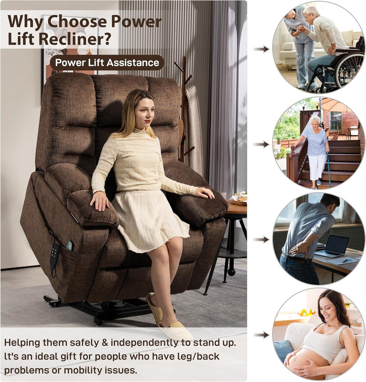 JIKFRIMA Oversized Zero Gravity Power Lift Recliner Chair for Elderly