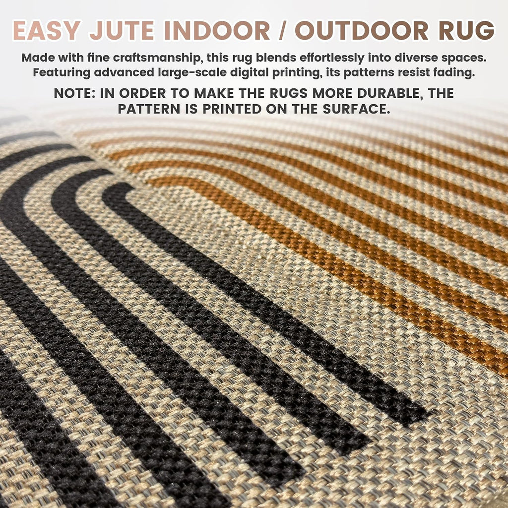 Washable 8x10 Rainbow Modern Woven Indoor Outdoor Area Rug for Living Room