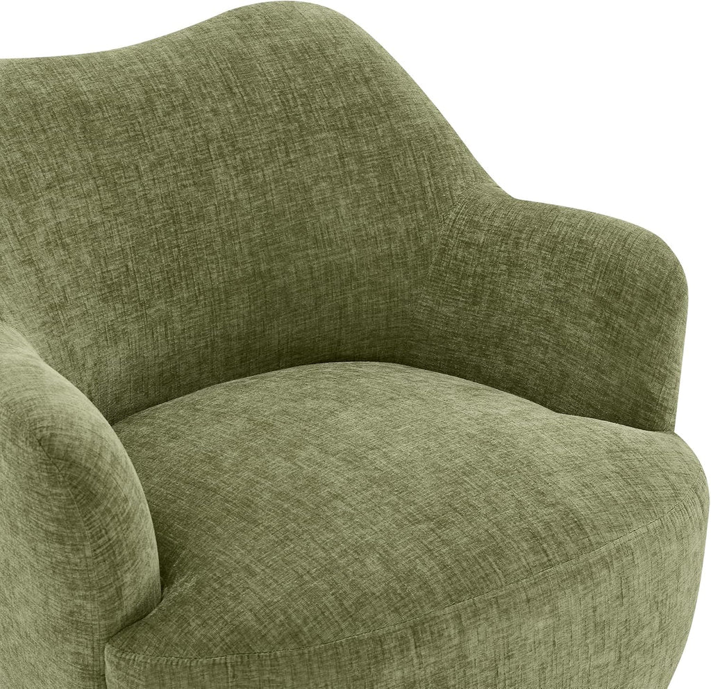 KISLOT Swivel Accent Chair Set of 2,Upholstered Barrel Chair with Curves Camel Back Design,Modern Arm Chair with Wooden Base for Living Room Bedroom Reading Waitingroom,Sage Green