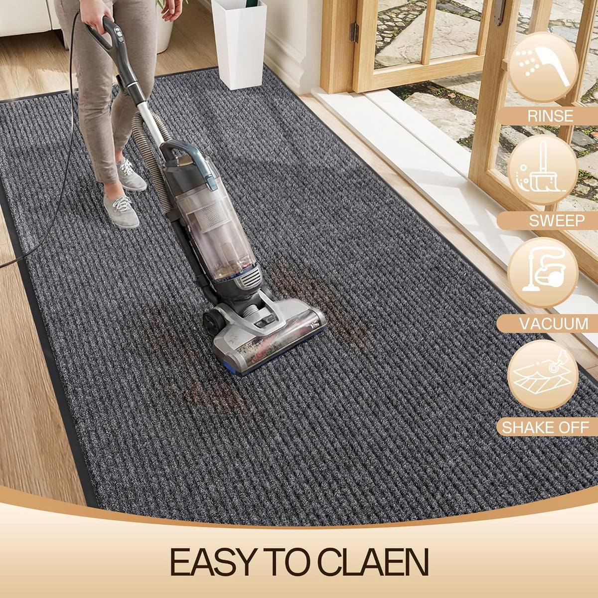Amyracel Front Door Mat, Heavy Duty Waterproof Indoor Outdoor Doormat 3'x6'