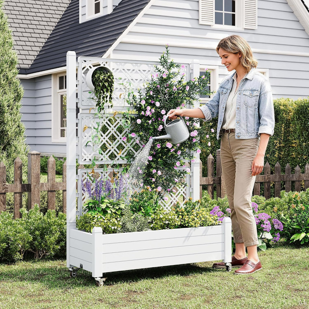 Elevated Raised Garden Bed with Wheels,Medium Ashen-61.2" h