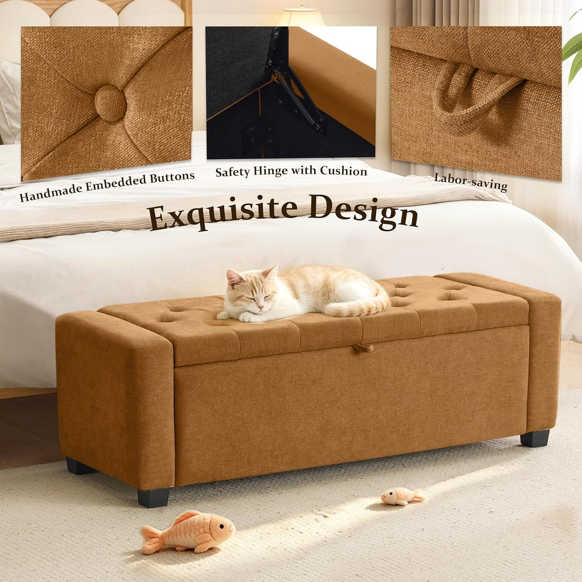 Royal Windsor Ottoman with Storage,Tufted Storage Bench for Bedroom