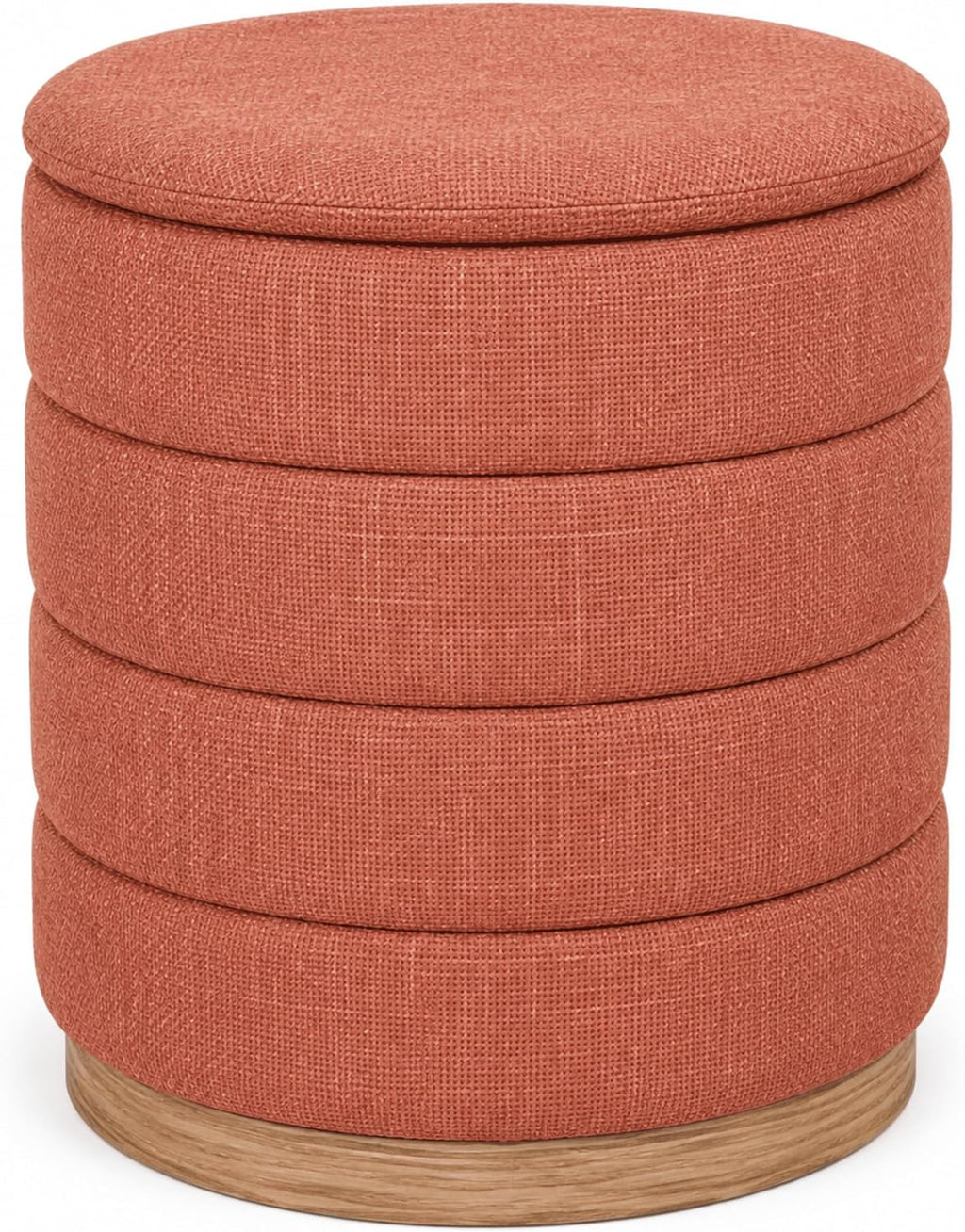 Linen Storage Ottoman Round Footrest with Hidden Storage, Coral Orange 16" L X16 W X 17" H