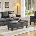 Yaheetech 49in Square Storage Ottoman Coffee Table with Nailhead, Dark Gray