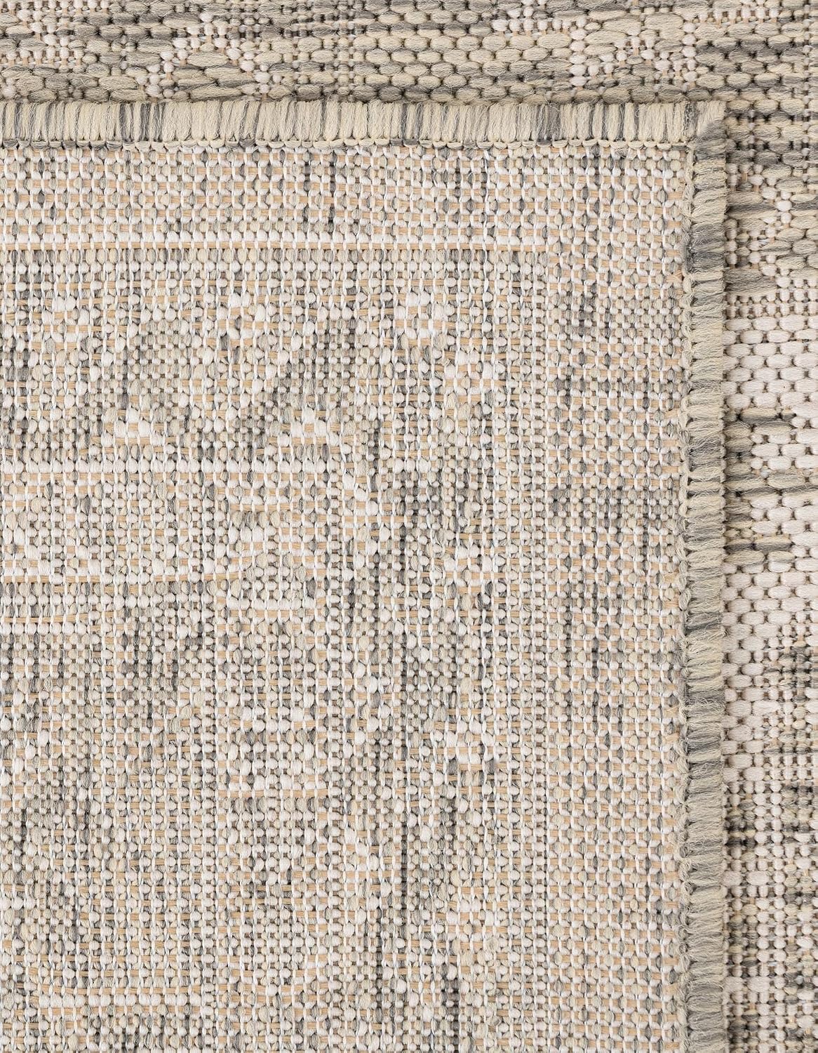 Rugs.com - Outdoor Aztec Rug – 2' x 3' 1 Light Gray Indoor/Outdoor Rug – Weather Resistant Flatweave for Patios, Decks, and Porches