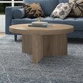 Henn&Hart 32" Scandinavian Fluted Coffee Table, Weathered Gray