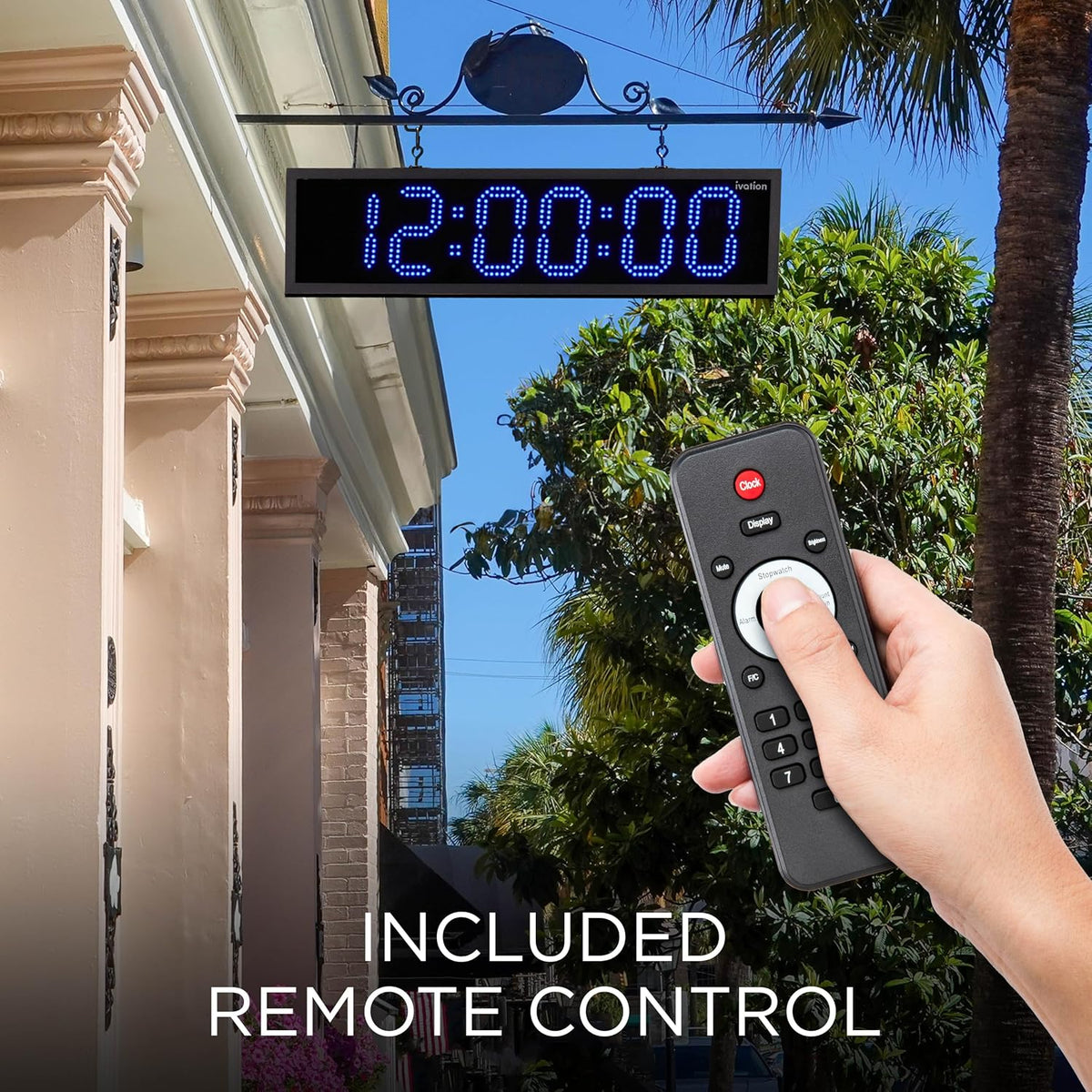 Ivation Large Outdoor Waterproof Digital Clock w/Big Display & Timer, 36"