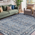 OPPODREAM Vintage Blue Area Rugs 6x9, Washable Rug for Living Room