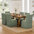 RNKSFX Modern Green Upholstered Dining Chairs Set of 6, Kitchen & Dining Room Chairs, Linen Dining Chairs with Wooden Frame, Fabric