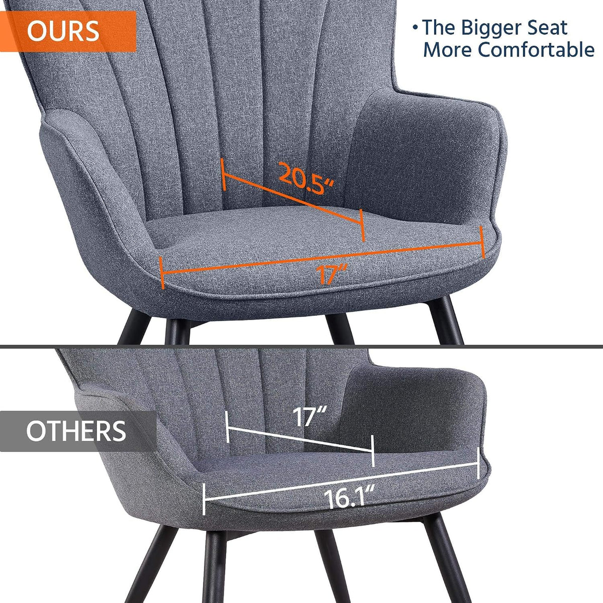 Yaheetech Accent Chair, Upholstered Armchair with Metal Legs, Grey