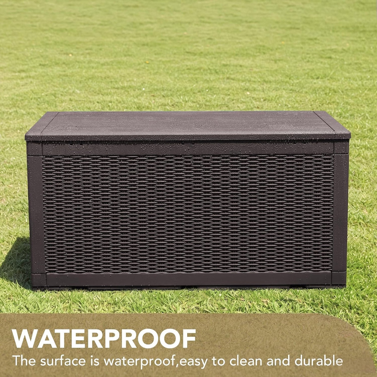 Devoko 100 Gallon Waterproof Resin Deck Box, Large Outdoor Storage Box