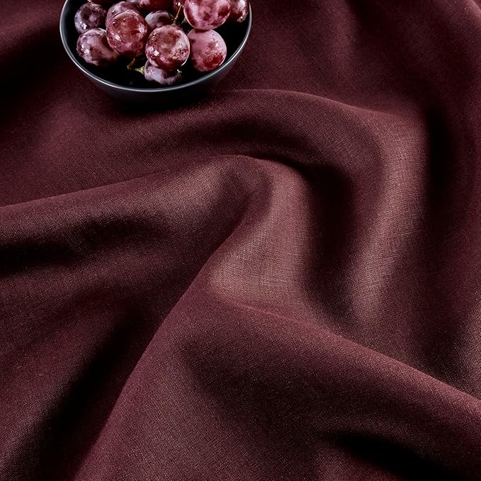 Solino Home Linen Burgundy Table Runner 72 Inches Long - 100% Pure Linen Hemstitch Table Runner 14 x 72 Inch for Dresser, Dining, Fall, Autumn, Halloween, Thanksgiving, Christmas - Classic Hemstitch