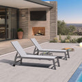 PURPLE LEAF Lounge Chair Outdoor Set for 2, All Weather Aluminum, White
