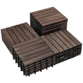 PrimeZone 27 PCS Solid Acacia Wood Interlocking Patio Deck Tiles Outdoor