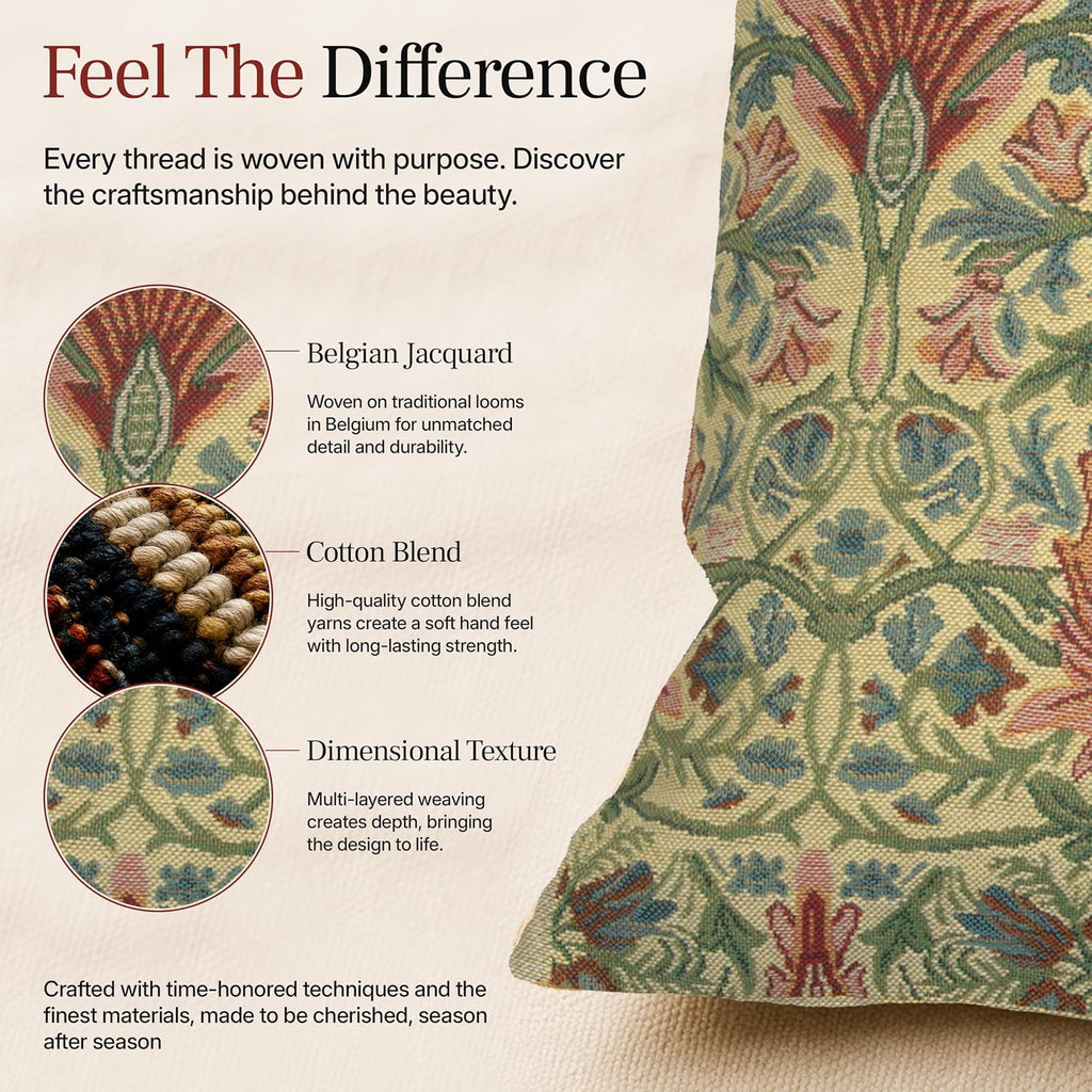 William Morris Snakeshead Tapestry Throw Pillow Cover 16 x 16 in