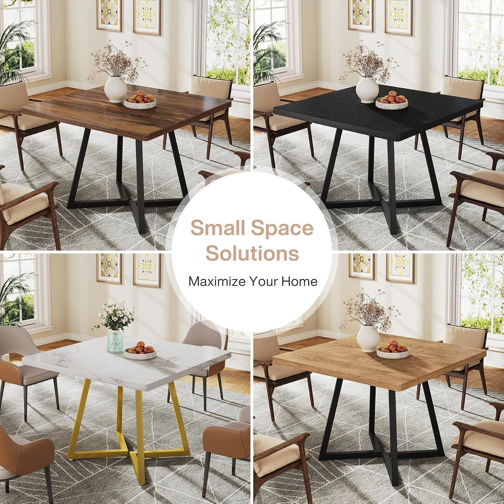 Tribesigns Square Dining Table for 2, 31.5" Modern Dinner Table with Metal Base, Kitchen Table for Dining Room, Small Space, Apartment