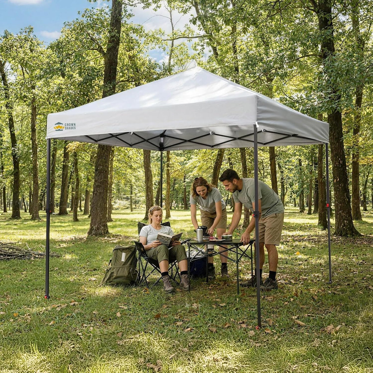 CROWN SHADES 8x8 Pop Up Canopy, Outdoor Canopy Tent, White