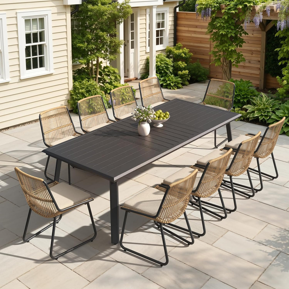 Pellebant Aluminum Outdoor Dining Table for 8-10 Person