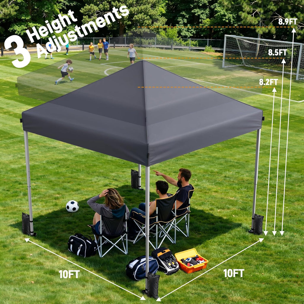 10x10 Pop Up Canopy Tent with One-Push Center Lock,Dark Gray