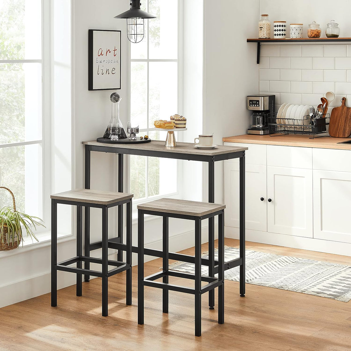 vasagle bar stools set of 2, backless, 25.6 shown in use