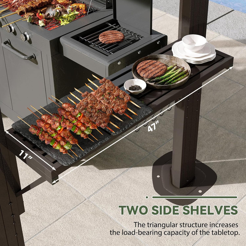 Aoxun 8'x5' Hardtop Grill Gazebo with Double Polycarbonate Top, Brown