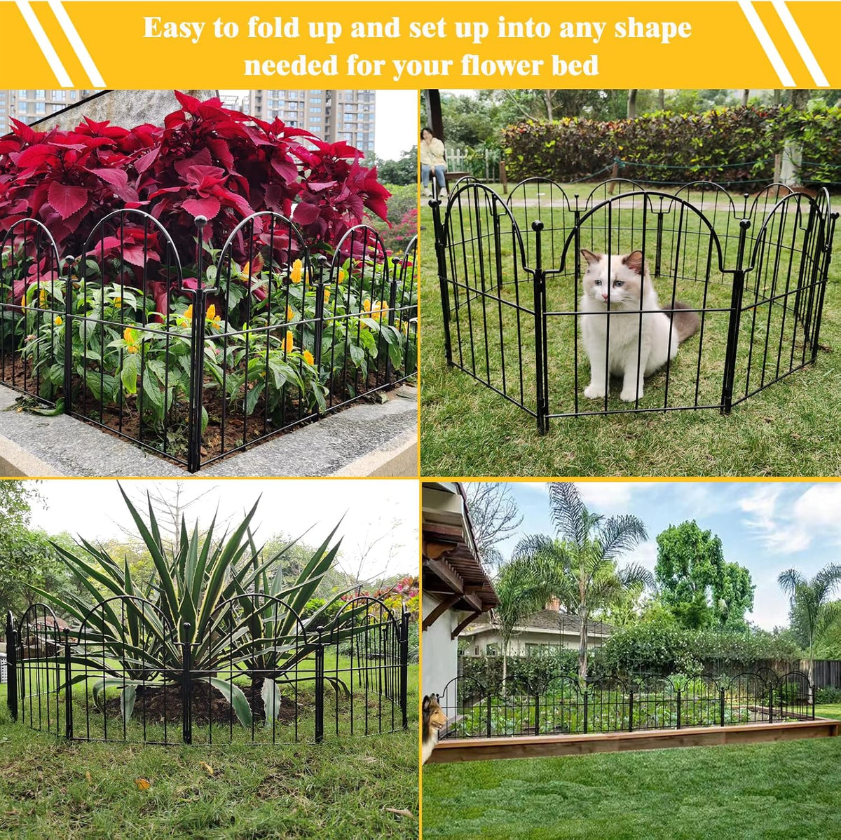 Blingluck Decorative Garden Fence, 17in(H) x 27.5ft(L), with Ground Stake
