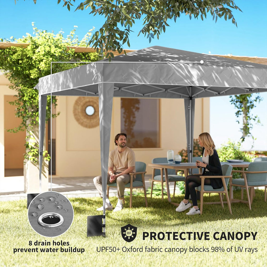 Outsunny 10 x 10 ft Pop Up Canopy Tent with Sidewalls UPF50+, Light Gray