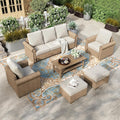 HERA'S HOUSE 6-Piece Wicker Rattan Patio Conversation Set, Beige