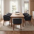 RIVOVA Barrel Dining Chairs Set of 8, Modern Upholstered Linen Kitchen Chair Wooden Dining Room Chairs Curved Back, Farmhouse Dinner Chair with Wood Legs for Restaurant, Support 330 LBS, Charcoal