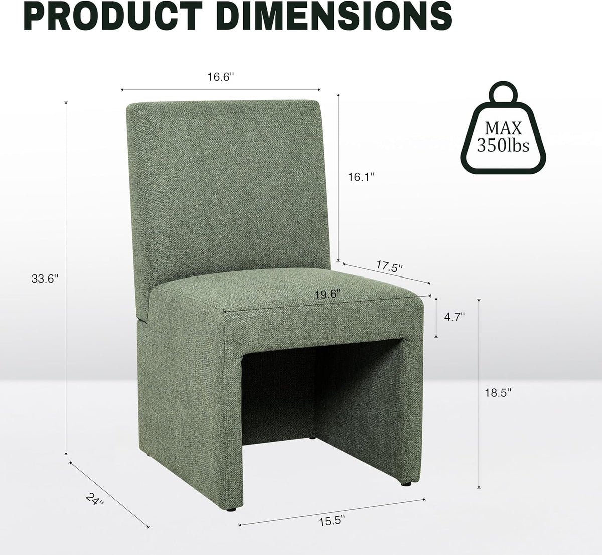 RNKSFX Modern Green Upholstered Dining Chairs Set of 6, Kitchen & Dining Room Chairs, Linen Dining Chairs with Wooden Frame, Fabric