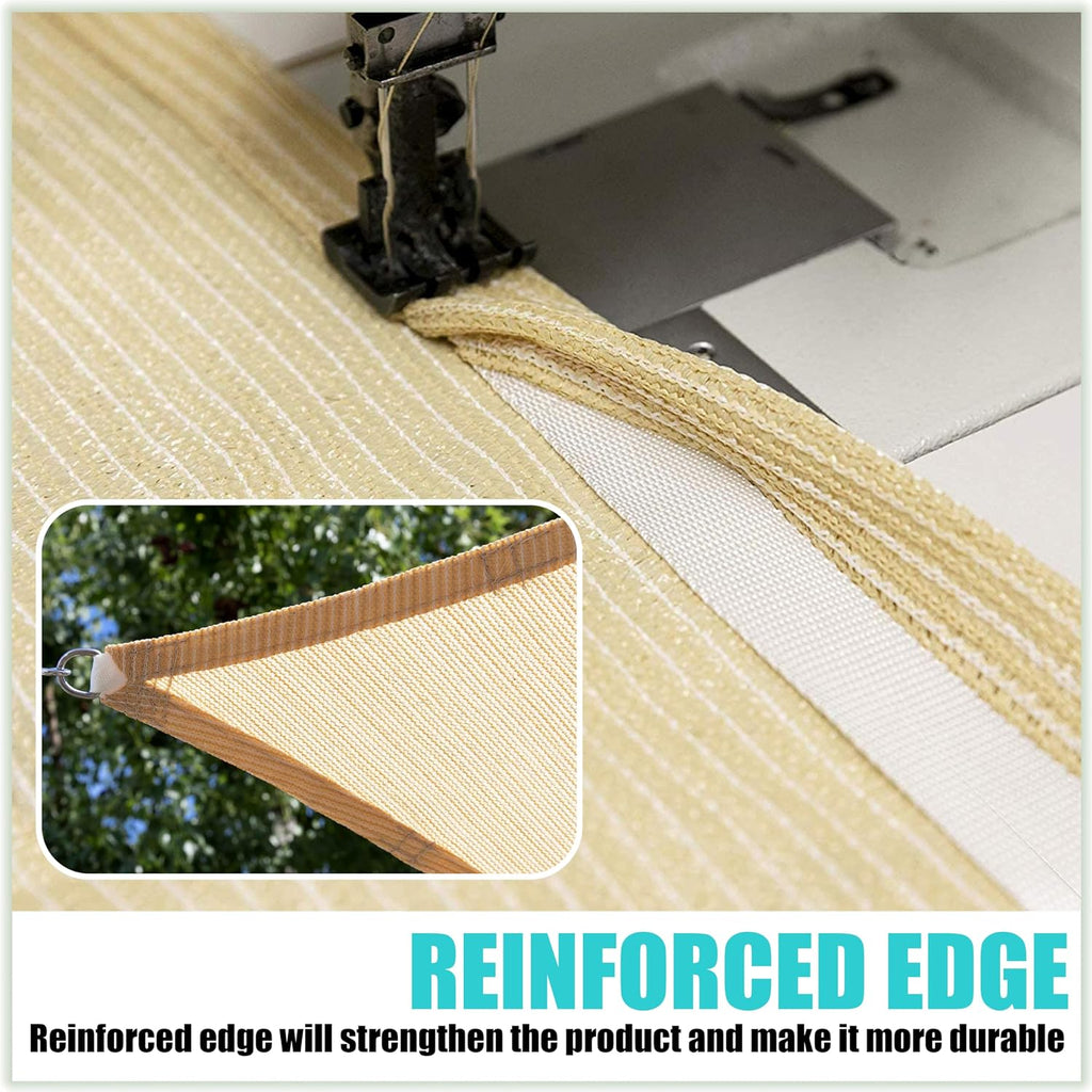 Amgo 20' x 20' x 28.3'Beige Right Triangle Sun Shade Sail Outdoor Canopy Awning UPF50, AGTAPRT20, Water & Air Permeable, Commercial Standard Heavy Duty (We Make Custom Size)