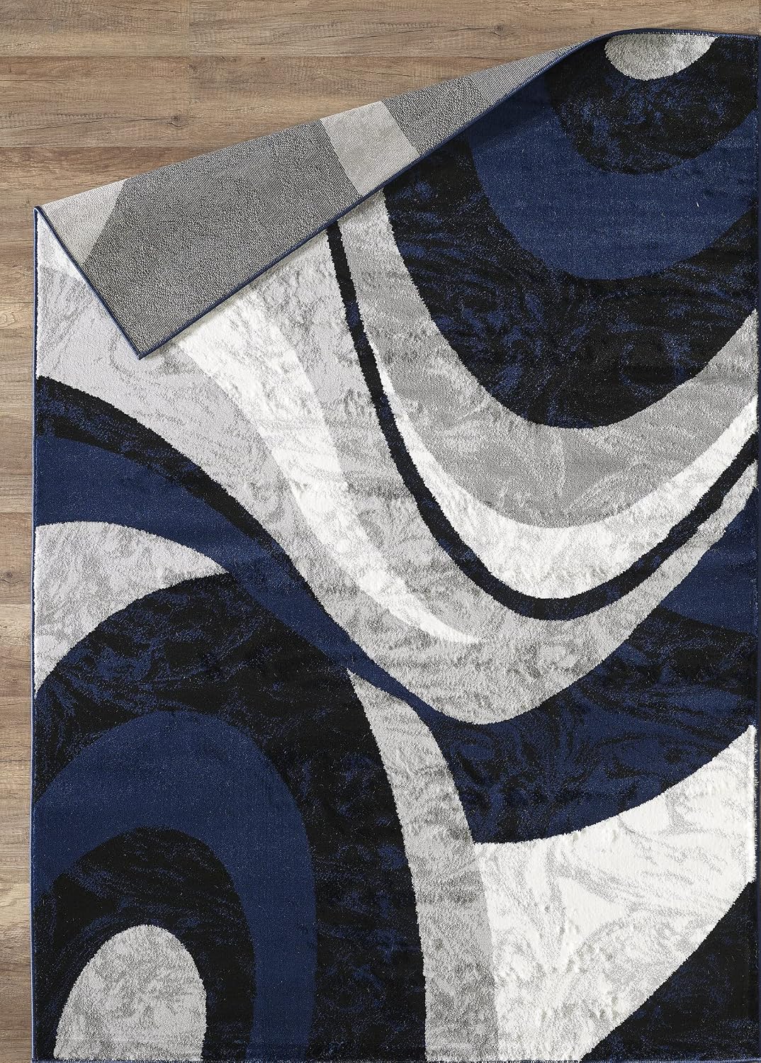 Yafa Home Fashion Modern Contemporary Swirls Design Area Rug, Luxurious, Elegant, and Fashionable Area Rug (Navy, 4 ft X 5 ft)