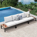 PHI VILLA 4-Seat Metal Patio Sofa Sectional Set with Gray Cushions