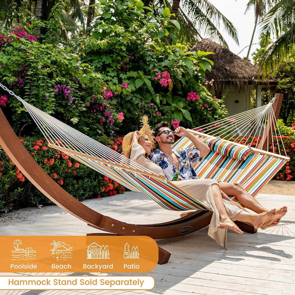 Lazy Daze 12 FT Sunbrella Fabric Hammock, Non-Fading Double Outdoor Hammock
