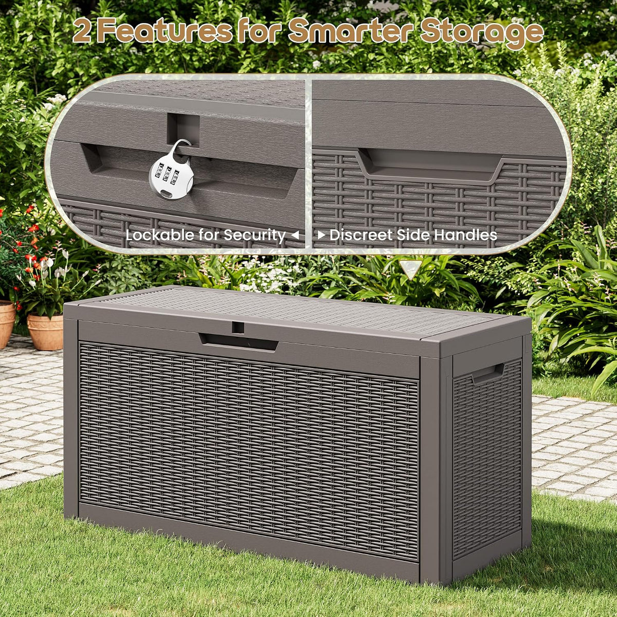 Outdoor Storage Box Waterproof, 75 Gallon Deck Box for Patio Storage