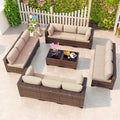 Kullavik 14 Piece Patio Furniture Set, Outdoor Wicker Sectional Sofa