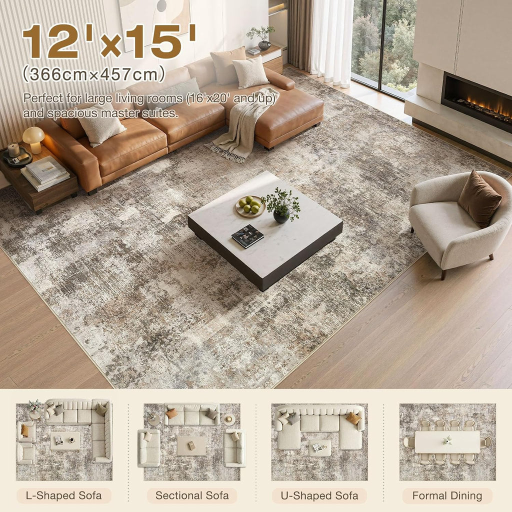 witshock 12x15 area rug washable abstract rugs for, view 10