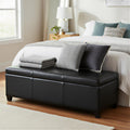 SIMPLIHOME Avalon 48" Wide Vegan Leather Ottoman in Carbon Black