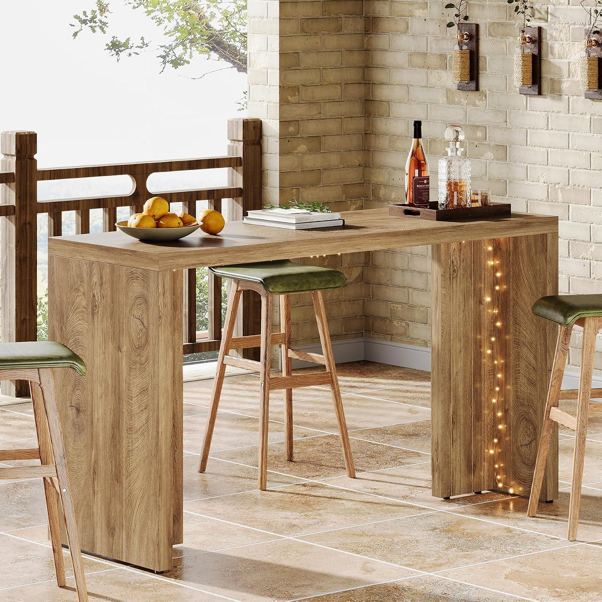 tribesigns 55.12-inch long bar table, farmhouse counter height showing dimensions
