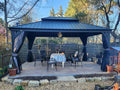 PURPLE LEAF Hardtop Gazebo 12' X 16' Privacy Curtain, Gray