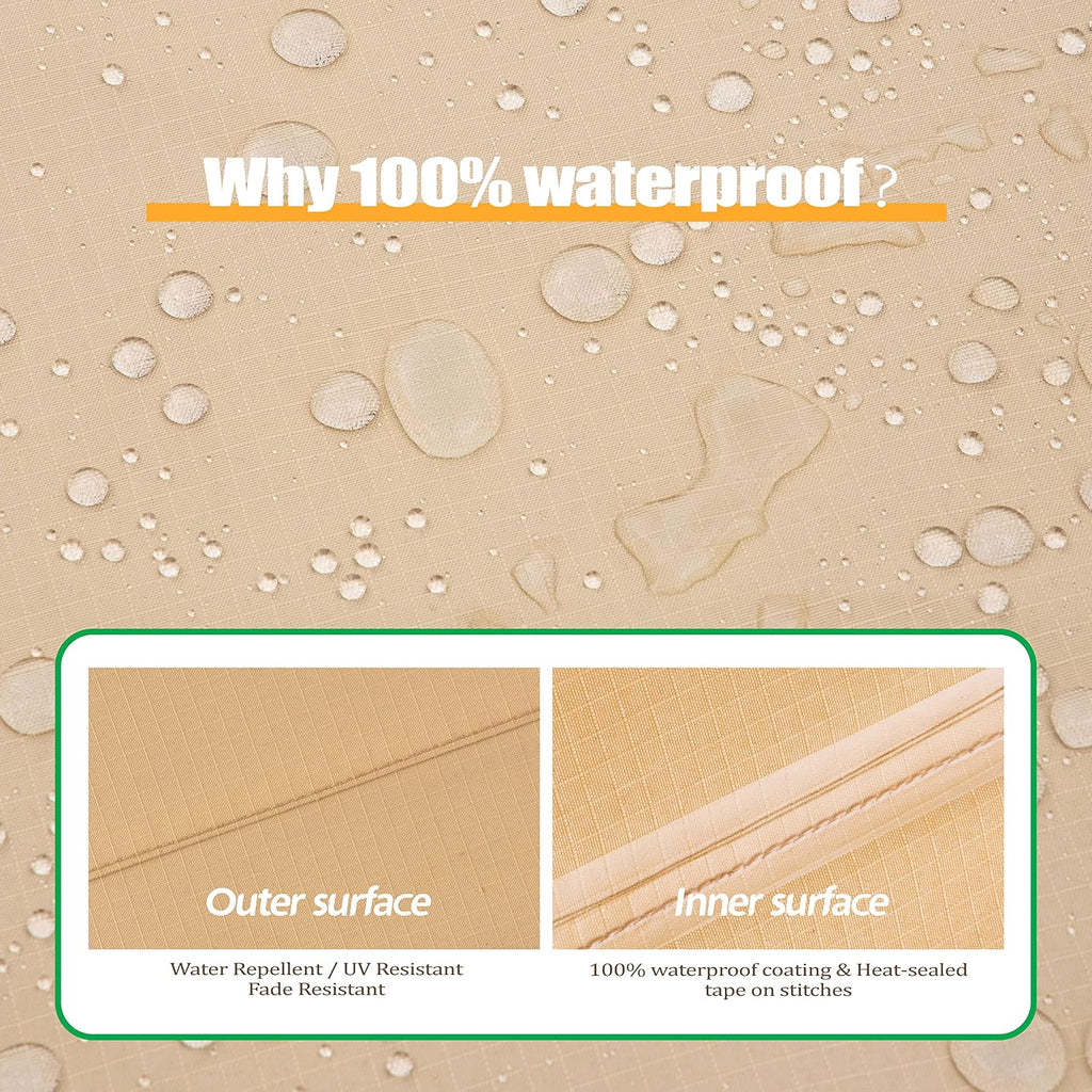 F&J Outdoors Patio Furniture Covers, Beige, 86"W x 44"D x 27.5"H