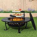 43 Inch Fire Pit with 2 Grill, Wood Burning Firepit with Lid