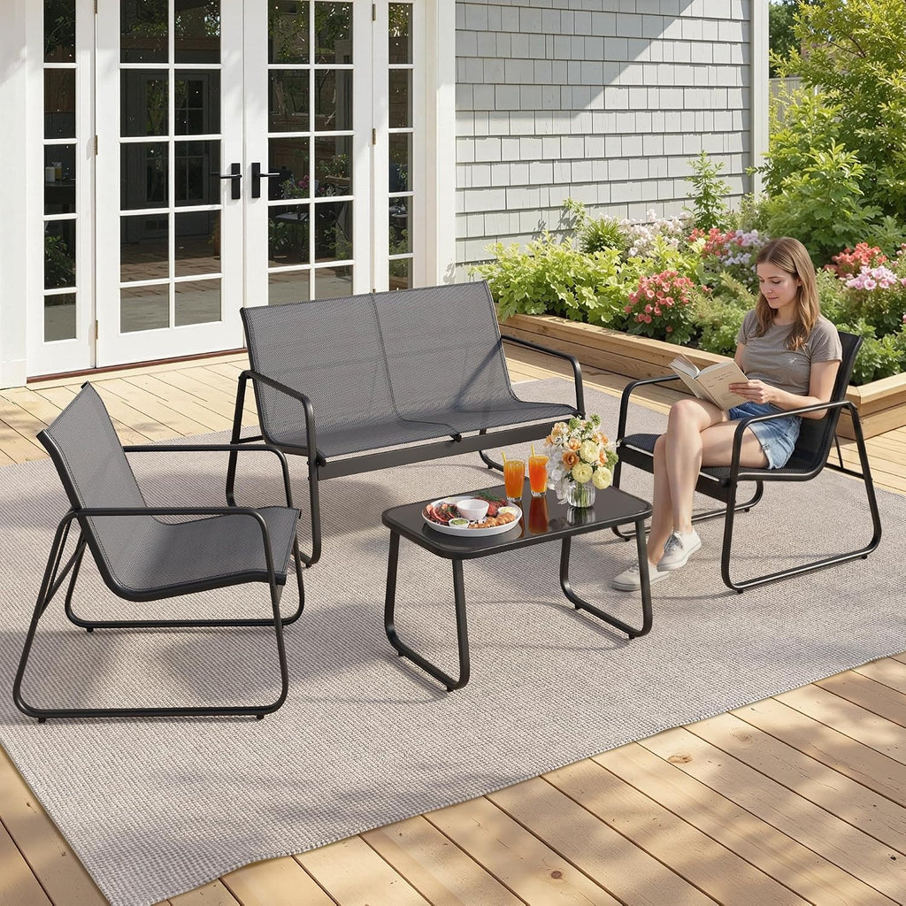 Gizoon 4 Piece Patio Furniture Set, Outdoor Conversation Set
