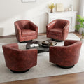 Faux Leather Swivel Accent Chair, Barrel Club Armchair, Red Brown