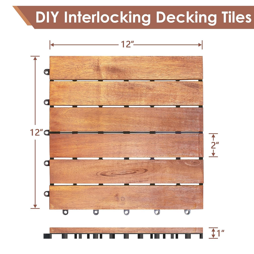 primezone 54 pcs solid acacia wood interlocking patio shown in use
