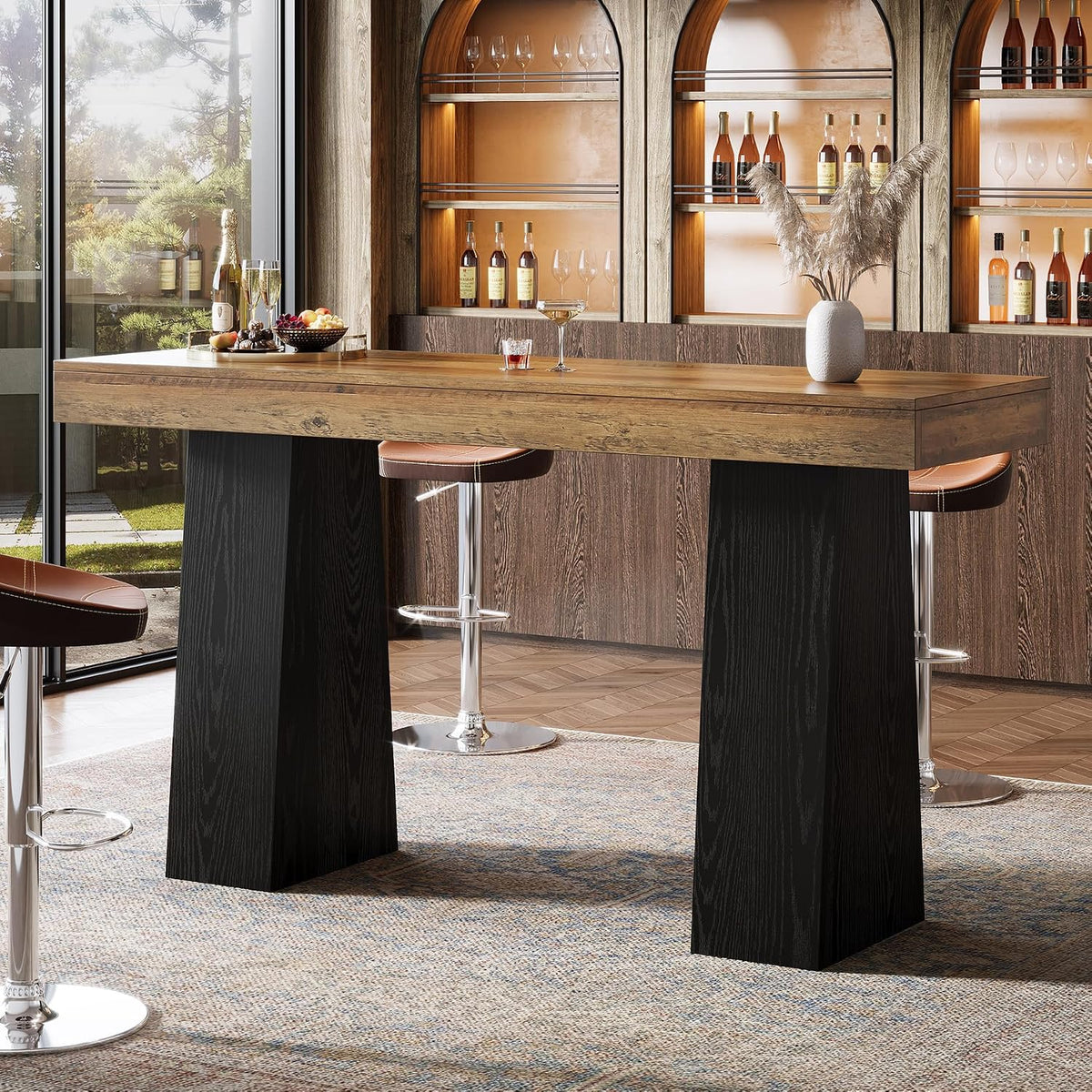 Tribesigns 63 Inch Bar Table, Bar Height Counter Table, Brown Black (1)