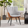 Yaheetech Accent Chair, Upholstered Armchair, Gray/Retro Brown