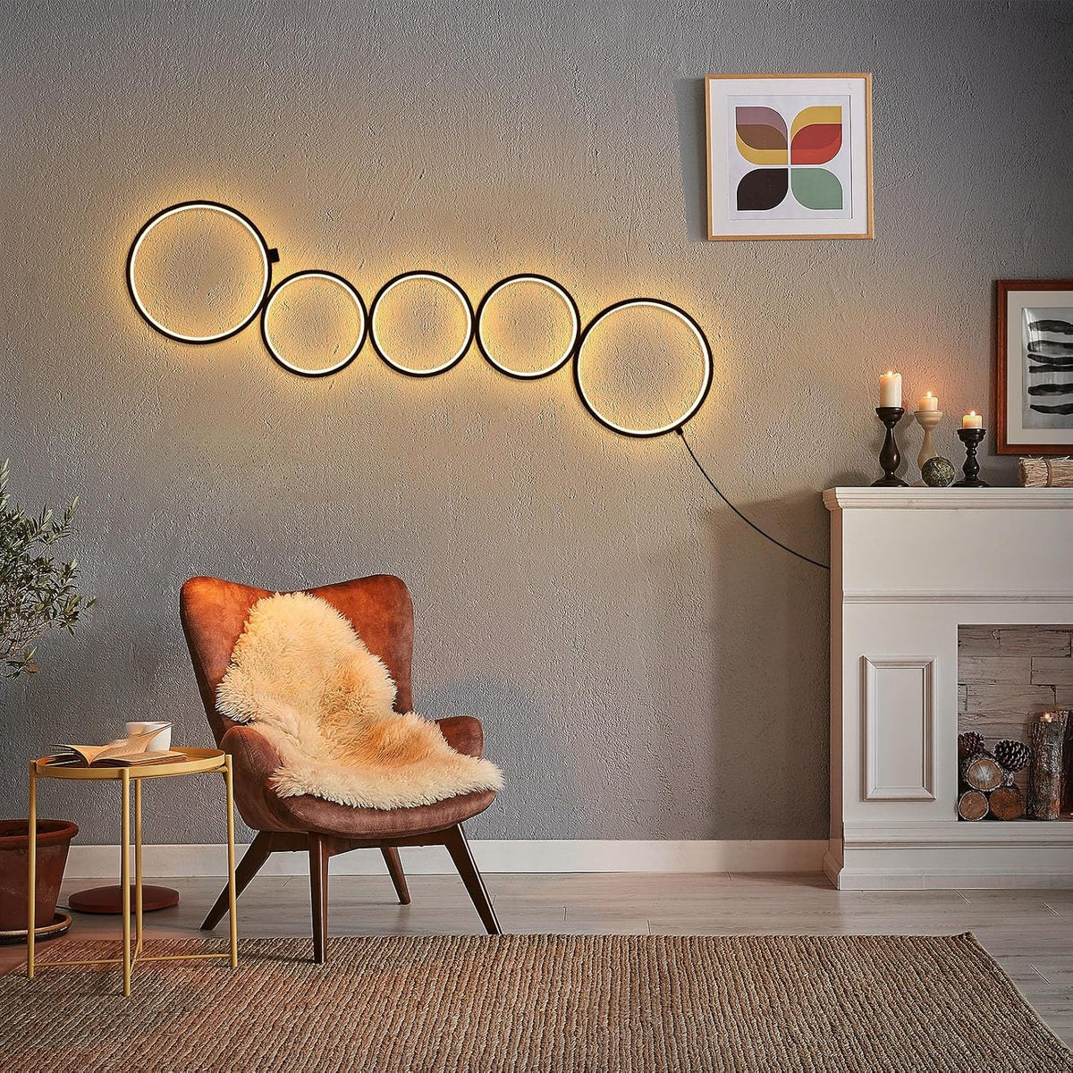 NUÜR 43.3" Modern Ring LED Floor Lamp, Dimmable Standing Lamp