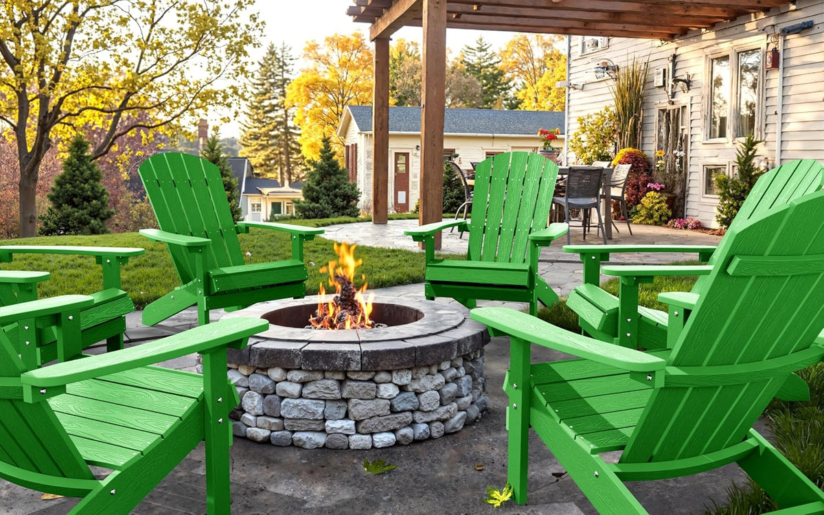 YEFU Adirondack Chairs Set of 4, All-Weather Outdoor Chairs, Lime Green